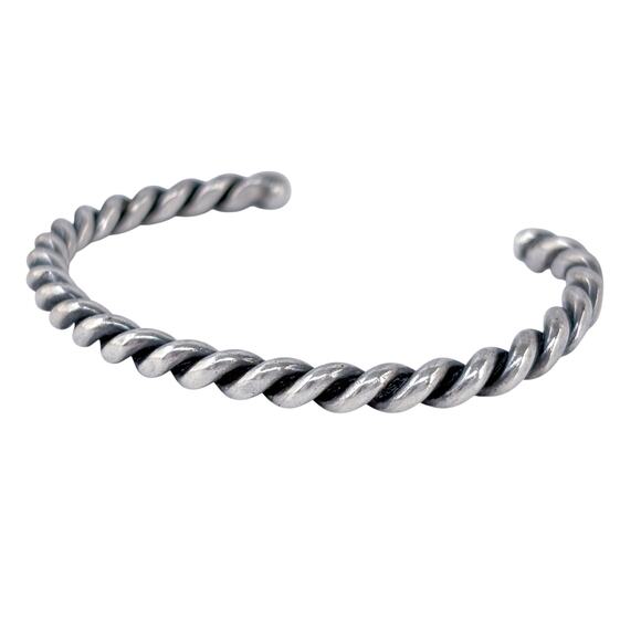Southwest Twisted Wire Cuff Bracelet | Vintage Sterling Silver 925 | 6.5" - Picture 7 of 10